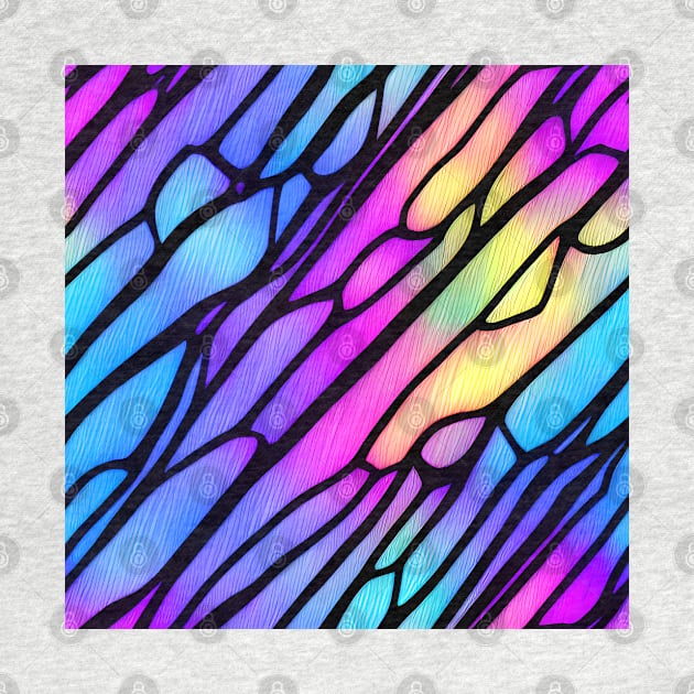 Black Wavy Lines on a Bright Frosted Liquid Multicolor gradient glass - Stained Glass Design by Artilize